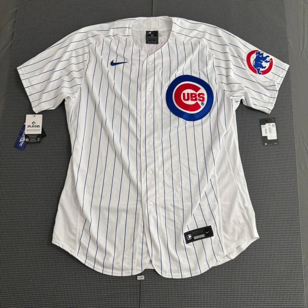 Nike Cubs Javier Baez 9 Authentic Pinstripe Jersey Mens 52 NWT